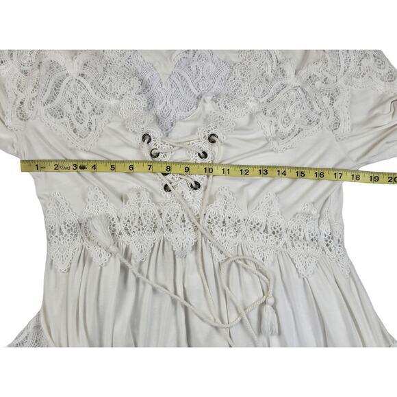 Womens Pol White Tunic Top Size Small Victorian Romantic Flowy Shirt Blouse - Picture 3 of 6